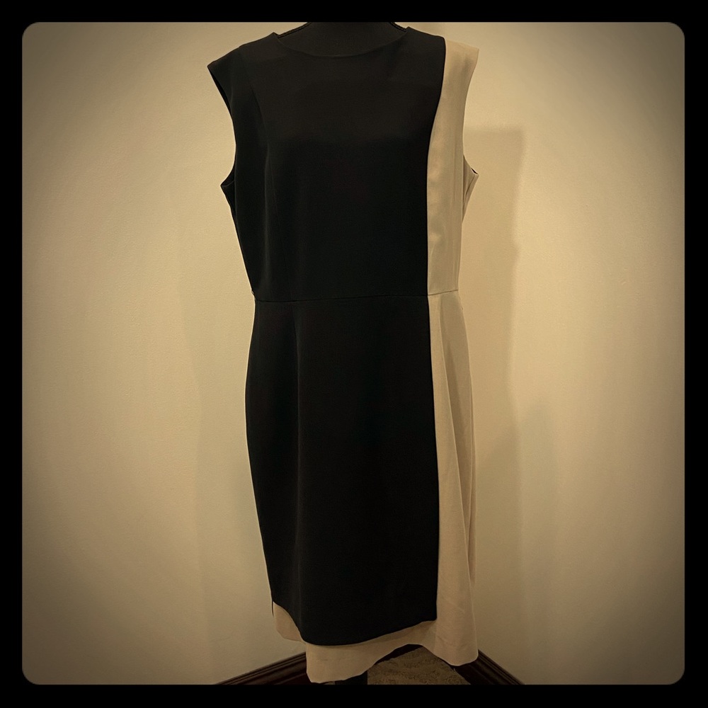 Shelby & Palmer Blk/Beige Sheath Dress, Size 16